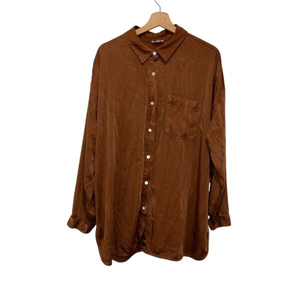 Pure Jill Brown Outdoor Long Sleeve 100% Lenzing Button-Up Shirt Women's Size XX - Picture 2 of 8